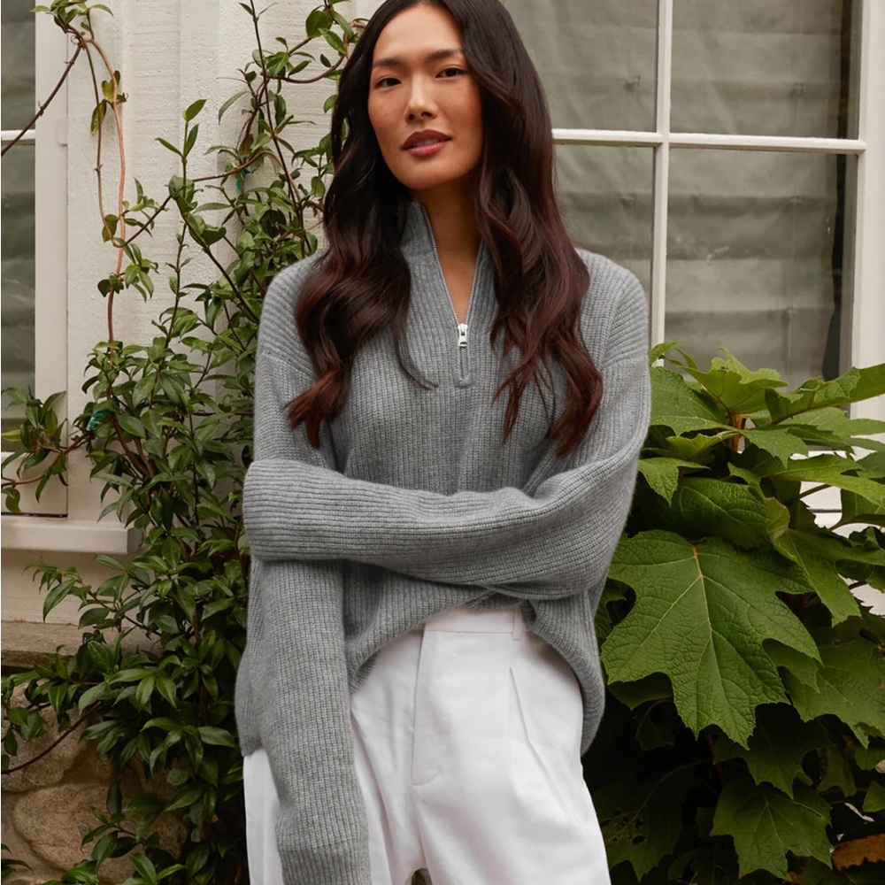 Jenni Kayne cashmere quarter zip S
